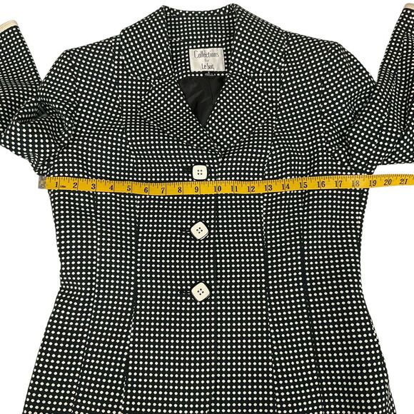 Le Suit Polka Dot Skirt Suit Black White Professional Business Set Size 8 Office - Picture 7 of 16